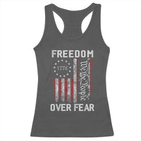 Freedom Over Fear Racerback Tank Top Vintage US American Flag - Wonder Print Shop