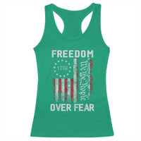 Freedom Over Fear Racerback Tank Top Vintage US American Flag - Wonder Print Shop