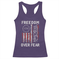 Freedom Over Fear Racerback Tank Top Vintage US American Flag - Wonder Print Shop