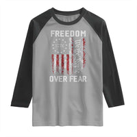 Freedom Over Fear Raglan Shirt Vintage US American Flag - Wonder Print Shop
