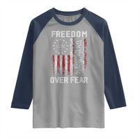 Freedom Over Fear Raglan Shirt Vintage US American Flag - Wonder Print Shop