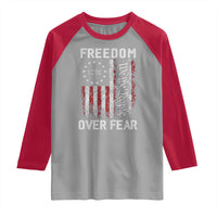 Freedom Over Fear Raglan Shirt Vintage US American Flag - Wonder Print Shop