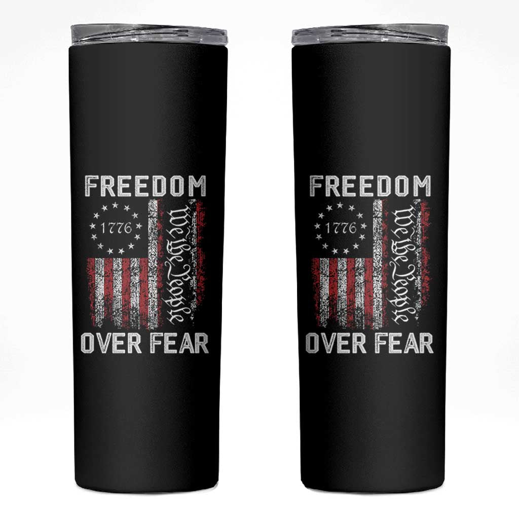 Freedom Over Fear Skinny Tumbler Vintage US American Flag - Wonder Print Shop