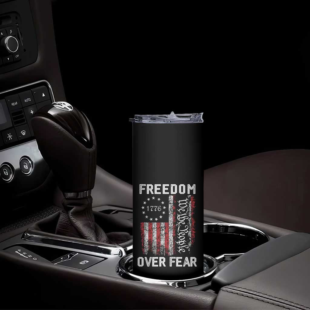Freedom Over Fear Skinny Tumbler Vintage US American Flag - Wonder Print Shop