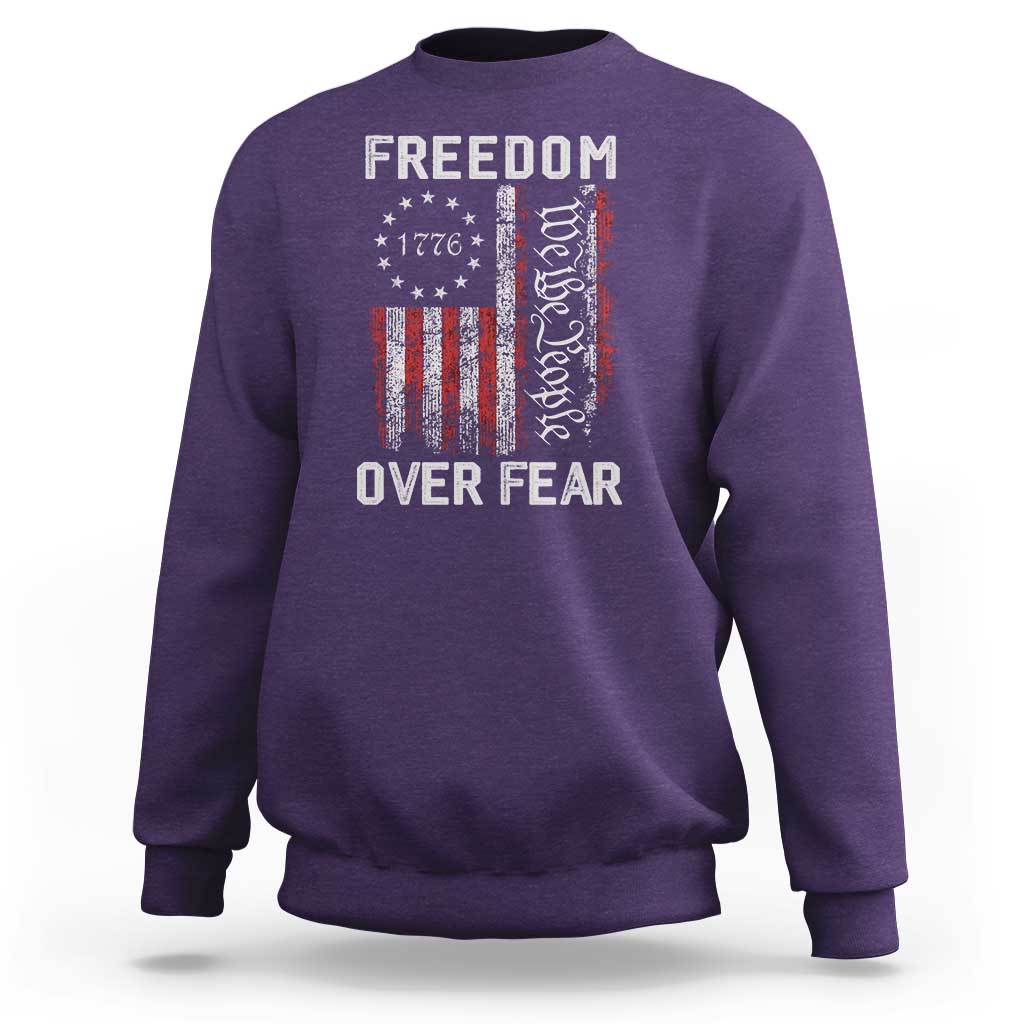 Freedom Over Fear Sweatshirt Vintage US American Flag - Wonder Print Shop