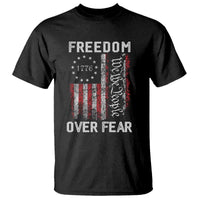 Freedom Over Fear T Shirt Vintage US American Flag - Wonder Print Shop