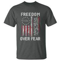 Freedom Over Fear T Shirt Vintage US American Flag - Wonder Print Shop