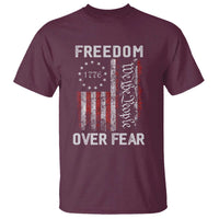 Freedom Over Fear T Shirt Vintage US American Flag - Wonder Print Shop