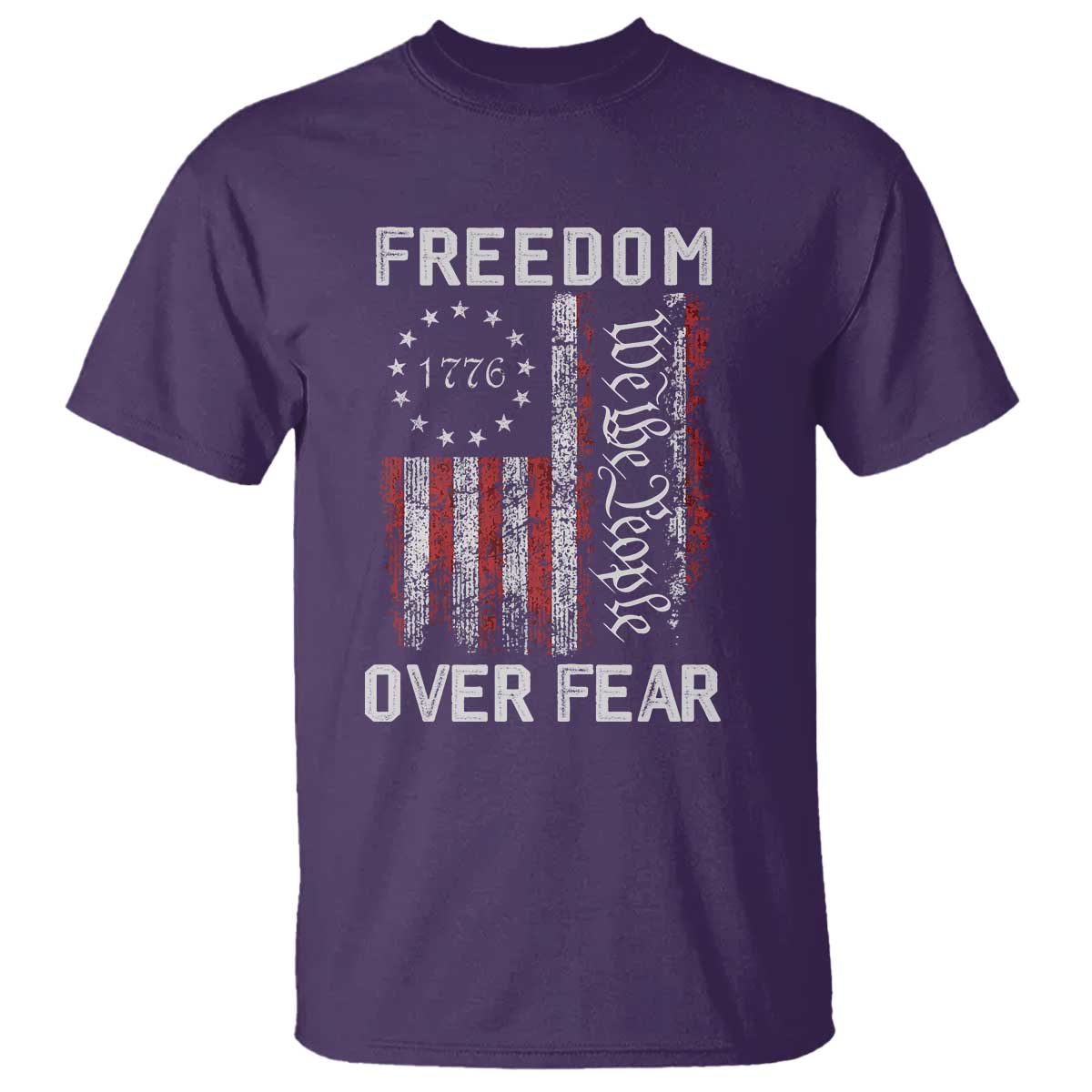 Freedom Over Fear T Shirt Vintage US American Flag - Wonder Print Shop