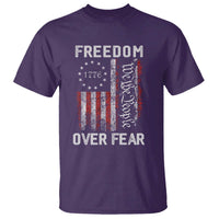 Freedom Over Fear T Shirt Vintage US American Flag - Wonder Print Shop