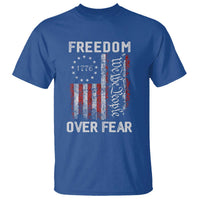 Freedom Over Fear T Shirt Vintage US American Flag - Wonder Print Shop