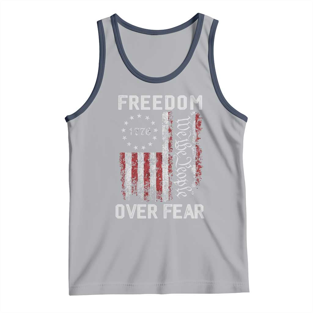 Freedom Over Fear Tank Top Vintage US American Flag - Wonder Print Shop