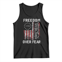 Freedom Over Fear Tank Top Vintage US American Flag - Wonder Print Shop