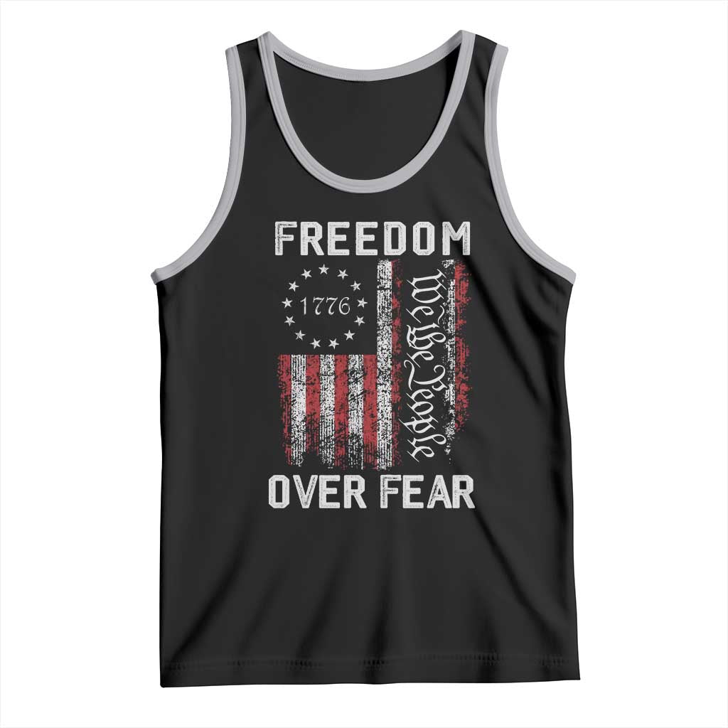 Freedom Over Fear Tank Top Vintage US American Flag - Wonder Print Shop