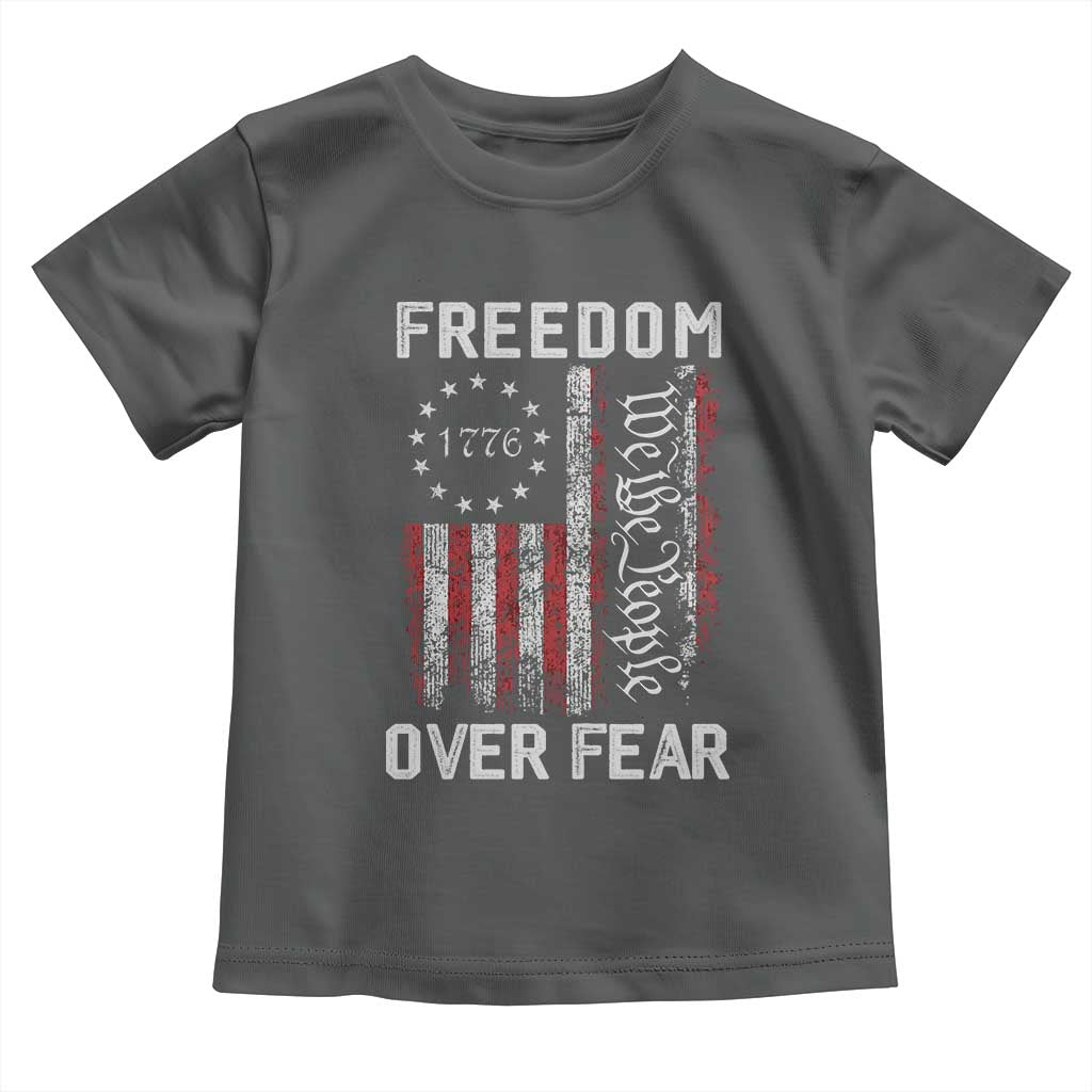 Freedom Over Fear Toddler T Shirt Vintage US American Flag - Wonder Print Shop