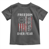 Freedom Over Fear Toddler T Shirt Vintage US American Flag - Wonder Print Shop