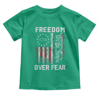 Freedom Over Fear Toddler T Shirt Vintage US American Flag - Wonder Print Shop