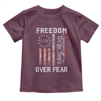 Freedom Over Fear Toddler T Shirt Vintage US American Flag - Wonder Print Shop