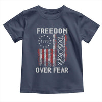 Freedom Over Fear Toddler T Shirt Vintage US American Flag - Wonder Print Shop