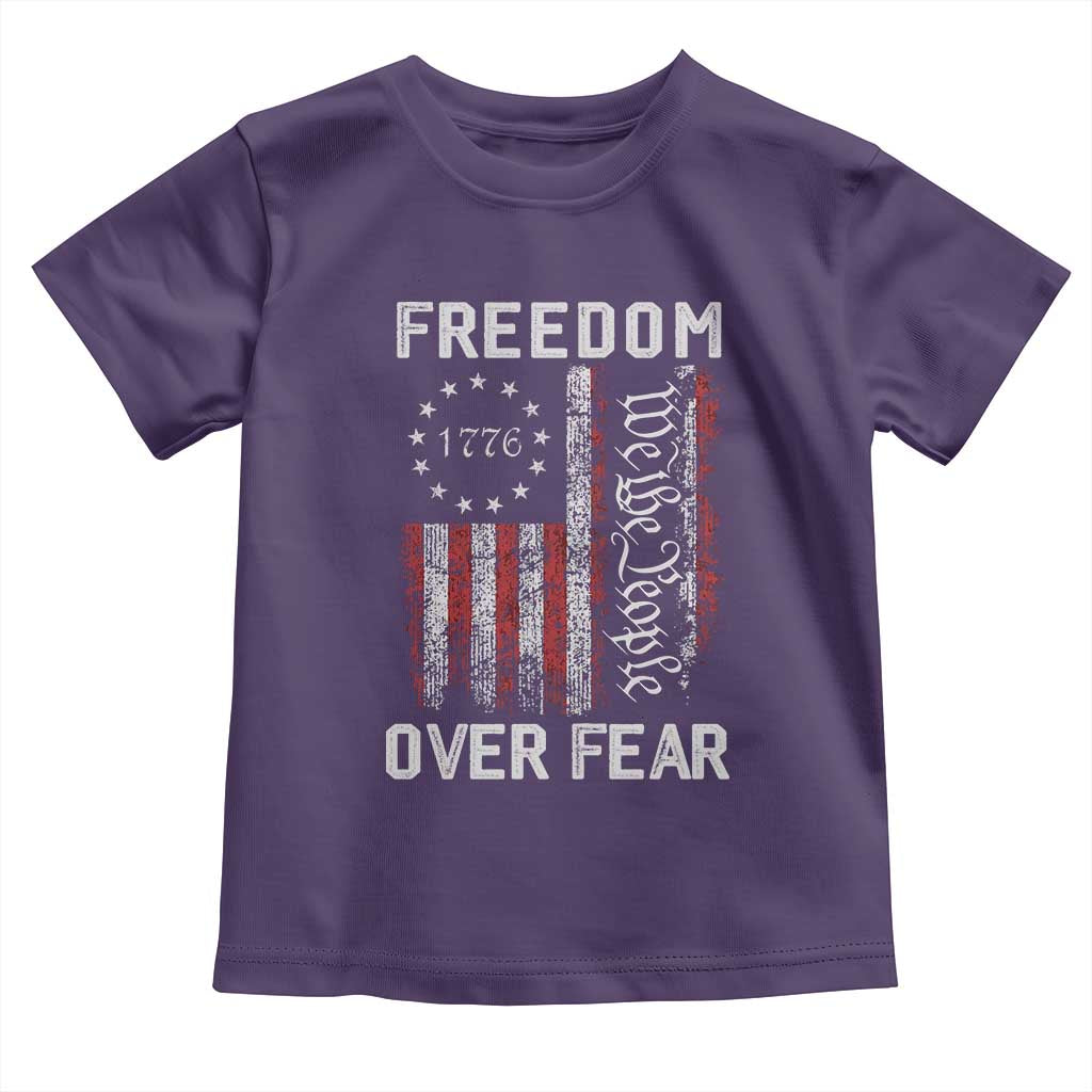 Freedom Over Fear Toddler T Shirt Vintage US American Flag - Wonder Print Shop