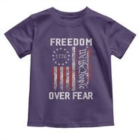 Freedom Over Fear Toddler T Shirt Vintage US American Flag - Wonder Print Shop