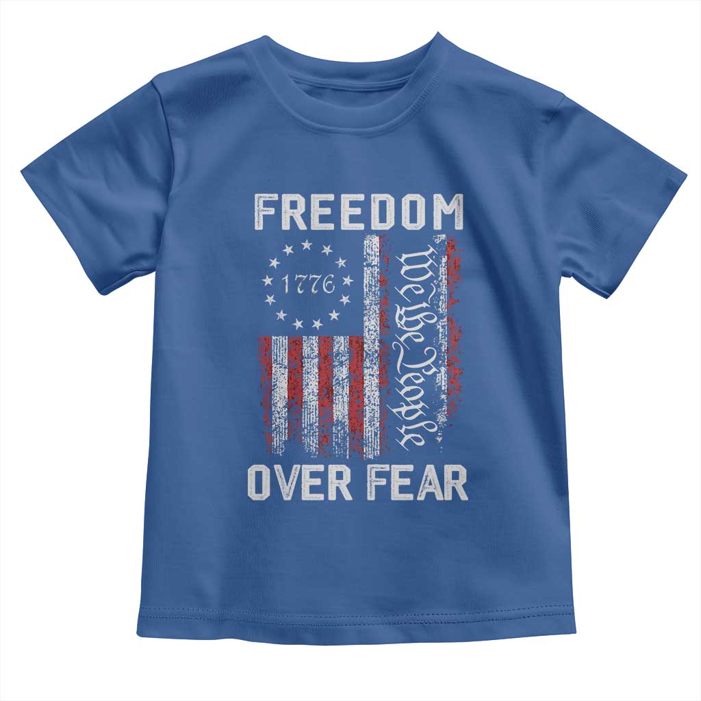 Freedom Over Fear Toddler T Shirt Vintage US American Flag - Wonder Print Shop