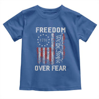 Freedom Over Fear Toddler T Shirt Vintage US American Flag - Wonder Print Shop