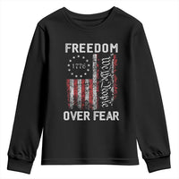 Freedom Over Fear Youth Sweatshirt Vintage US American Flag - Wonder Print Shop