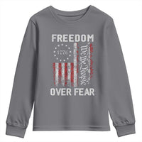 Freedom Over Fear Youth Sweatshirt Vintage US American Flag - Wonder Print Shop
