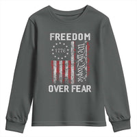 Freedom Over Fear Youth Sweatshirt Vintage US American Flag - Wonder Print Shop