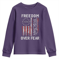 Freedom Over Fear Youth Sweatshirt Vintage US American Flag - Wonder Print Shop