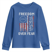 Freedom Over Fear Youth Sweatshirt Vintage US American Flag - Wonder Print Shop