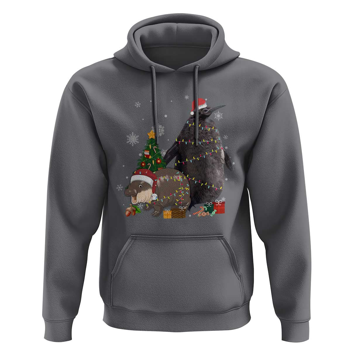 Christmas Pesto and Moo Deng Friendship Hoodie King Penguin Baby Hippo Viral Meme