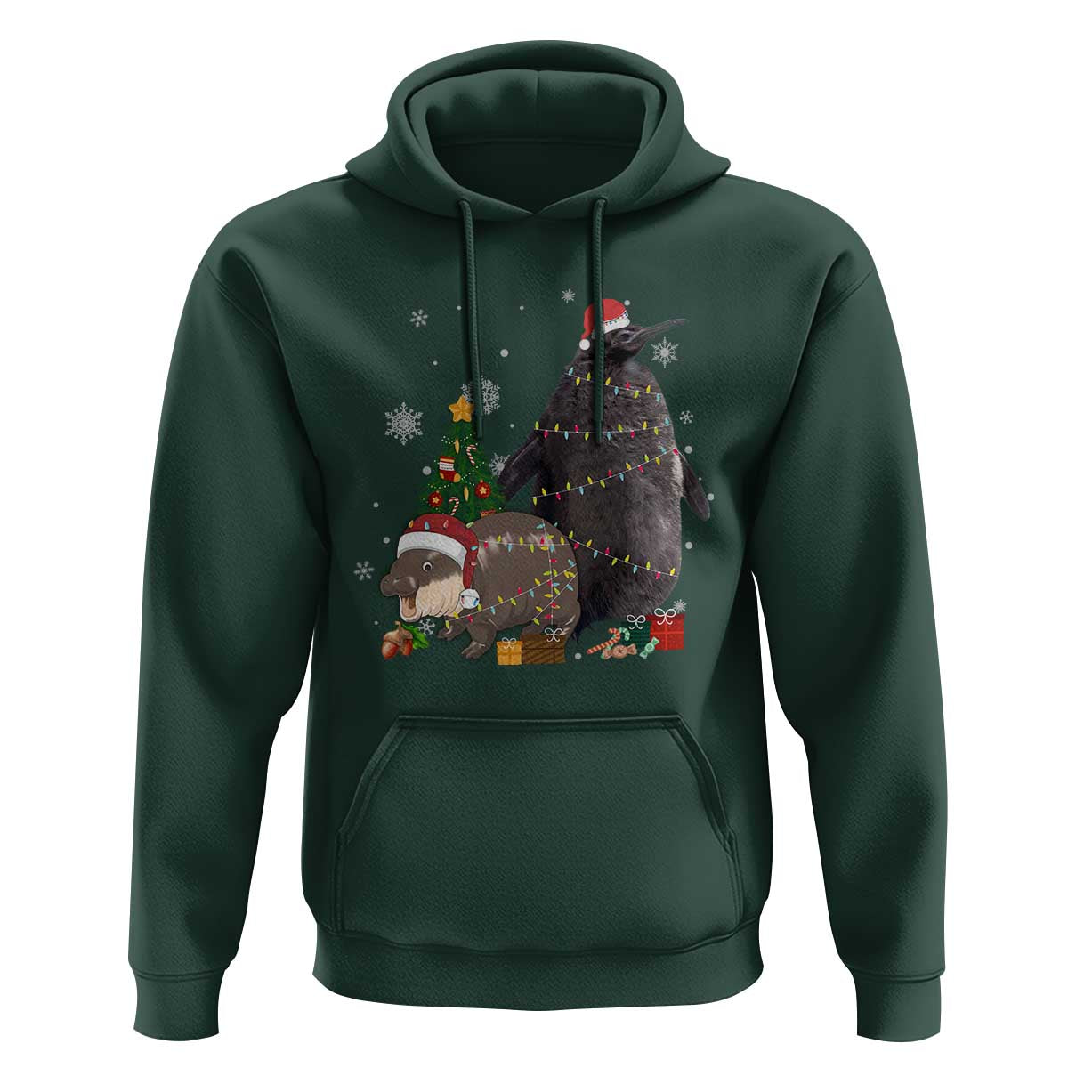 Christmas Pesto and Moo Deng Friendship Hoodie King Penguin Baby Hippo Viral Meme
