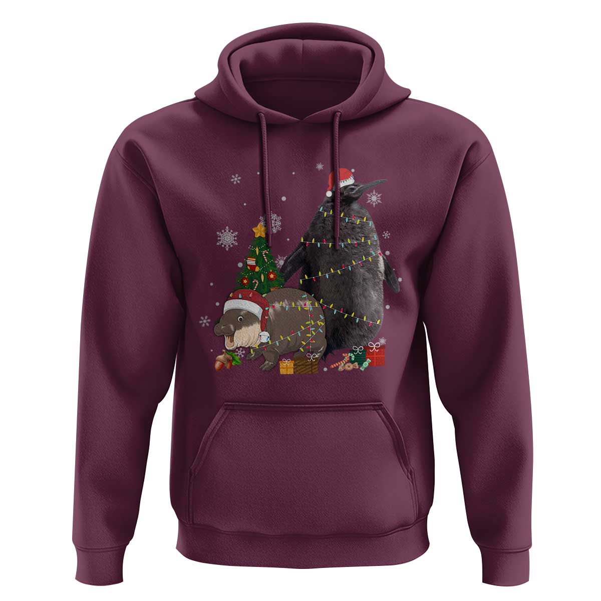Christmas Pesto and Moo Deng Friendship Hoodie King Penguin Baby Hippo Viral Meme
