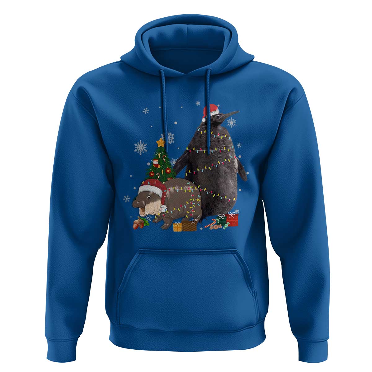 Christmas Pesto and Moo Deng Friendship Hoodie King Penguin Baby Hippo Viral Meme