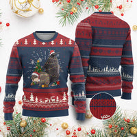 Christmas Pesto and Moo Deng Friendship Ugly Christmas Sweater King Penguin Baby Hippo Viral Meme - Wonder Print Shop