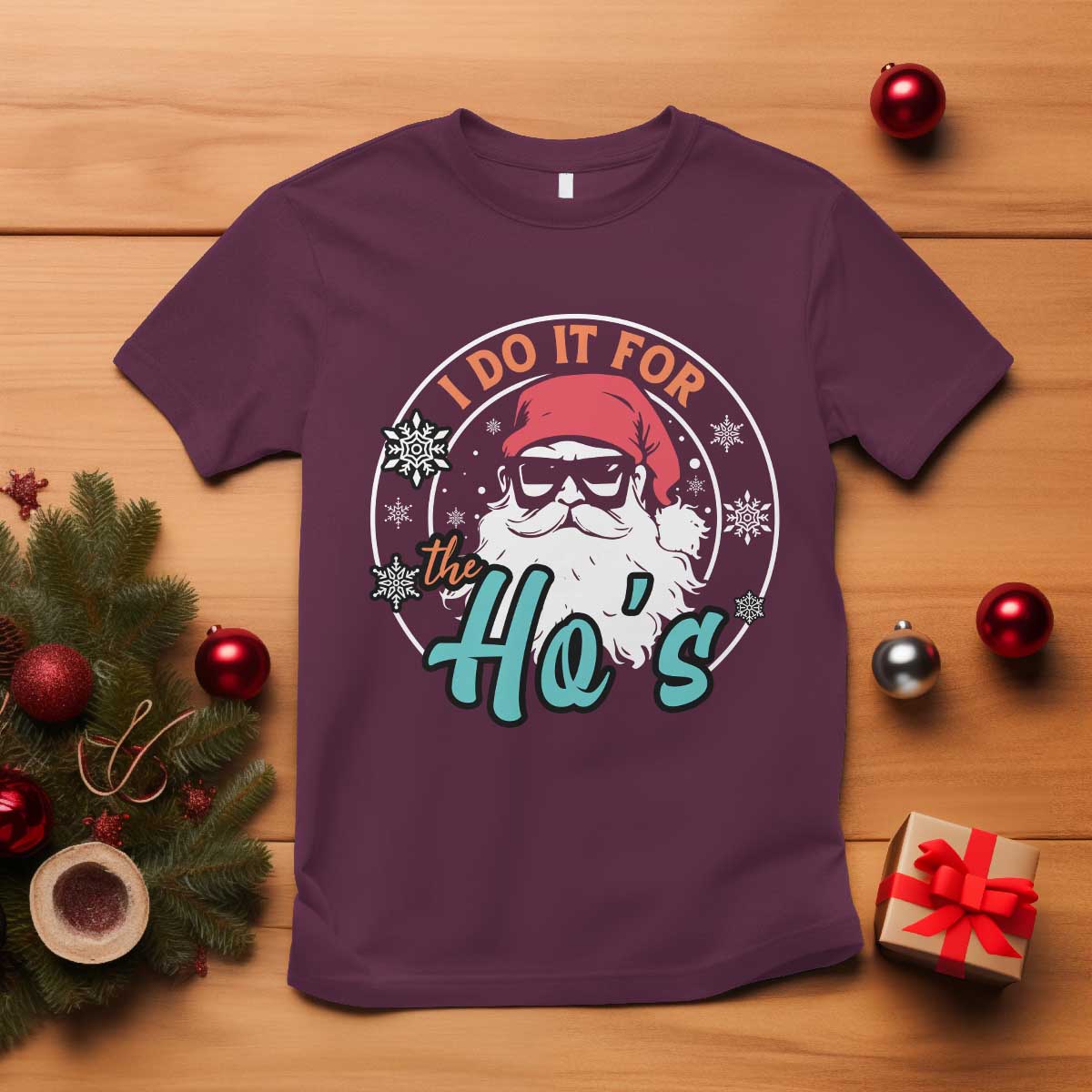 Christmas Santa T Shirt I Do It For The Ho's - Wonder Print Shop