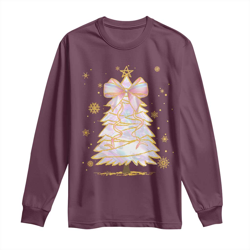 Christmas Tree Bow Long Sleeve Shirt Gift For Her