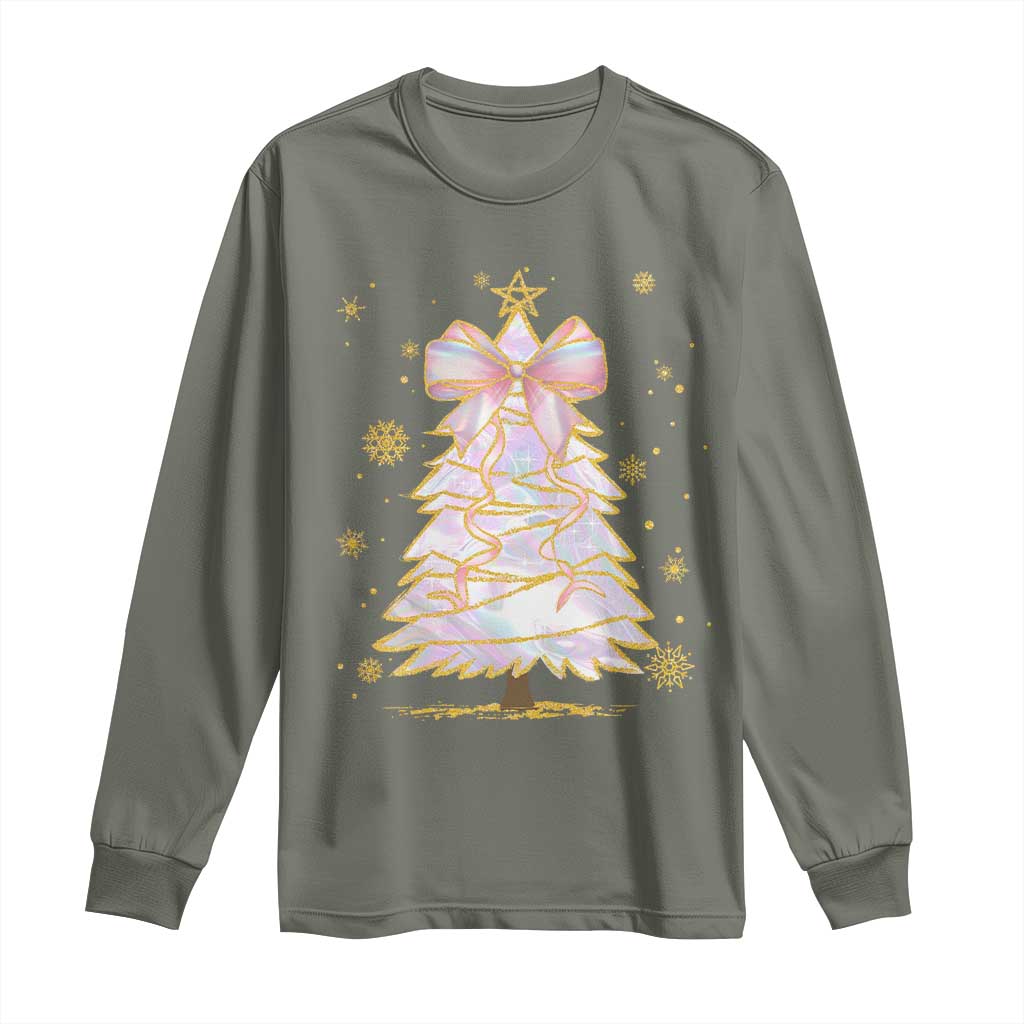 Christmas Tree Bow Long Sleeve Shirt Gift For Her