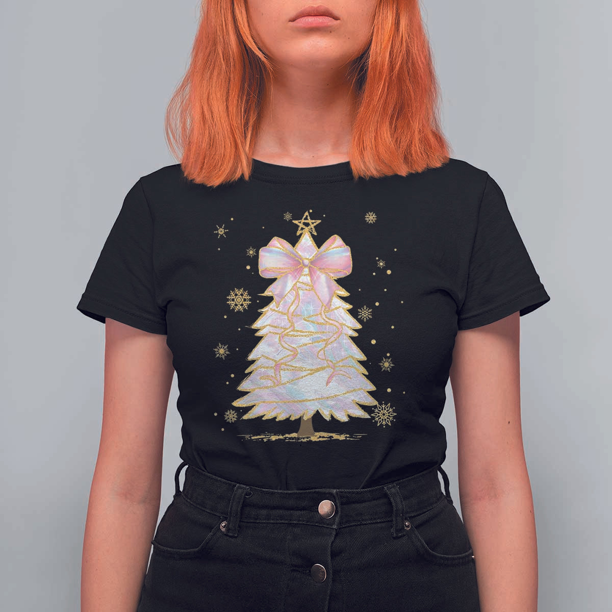 Christmas Tree Bow T Shirt For Women Gift For Her - Wonder Print Shop