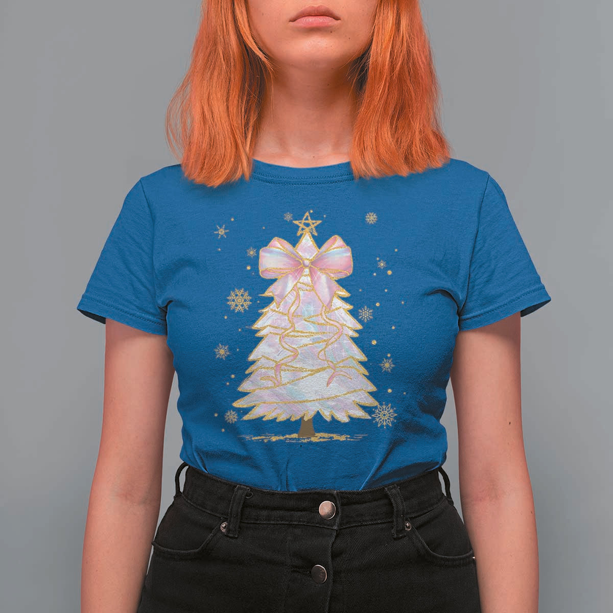 Christmas Tree Bow T Shirt For Women Gift For Her - Wonder Print Shop