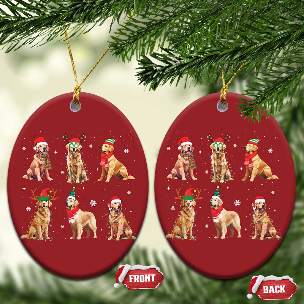Golden Retriever Xmas Christmas Ornament Gift for Dog Lover Happy New Year Dog Xmas Lights - Wonder Print Shop