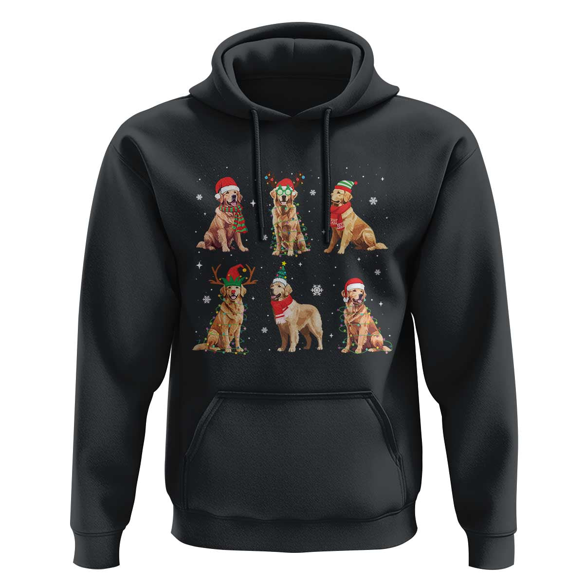 Golden Retriever Christmas Hoodie Gift for Dog Lover Happy New Year Dog Xmas Lights