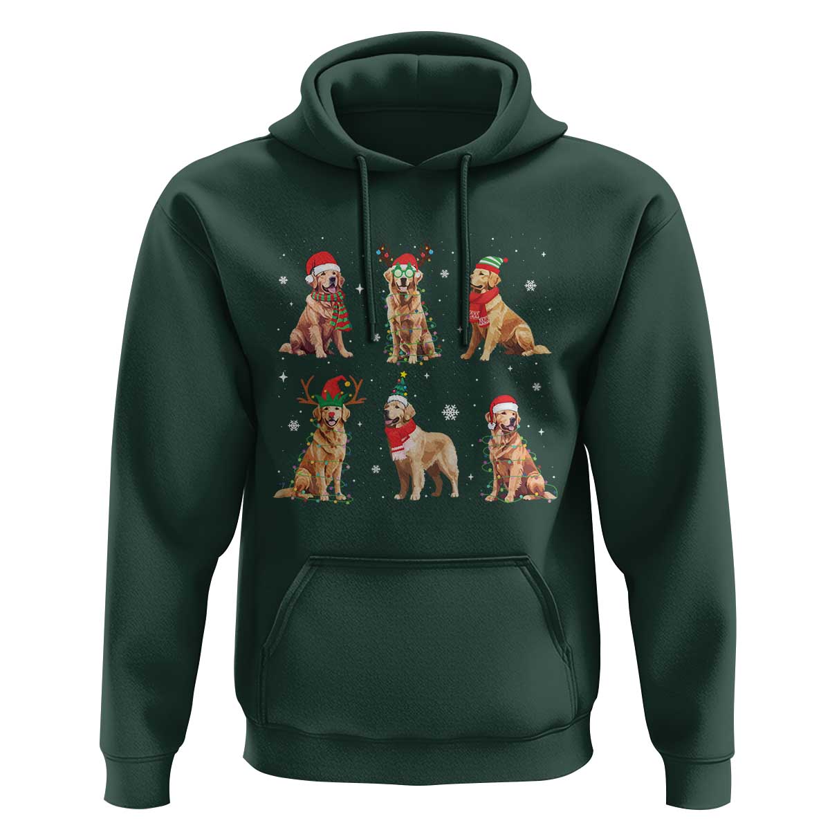 Golden Retriever Christmas Hoodie Gift for Dog Lover Happy New Year Dog Xmas Lights
