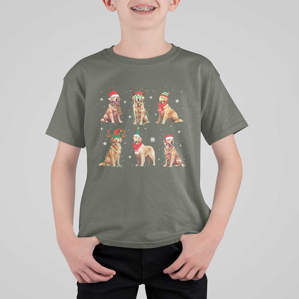 Golden Retriever Christmas T Shirt For Kid Gift for Dog Lover Happy New Year Dog Xmas Lights - Wonder Print Shop