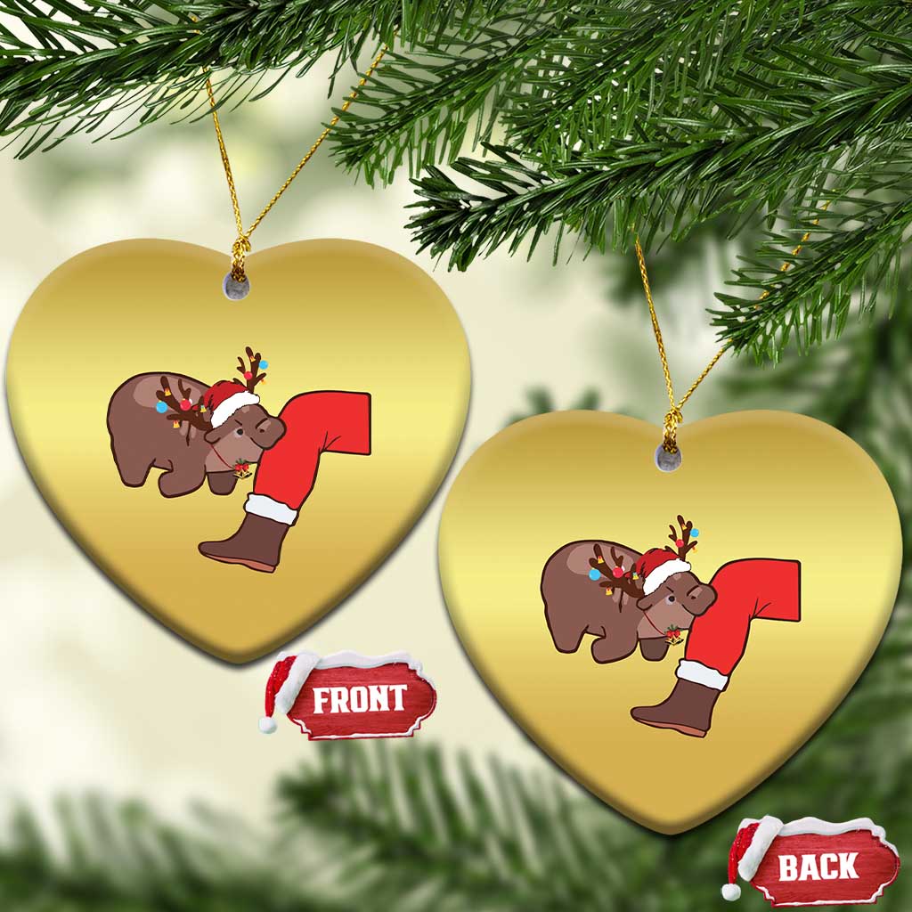 Funny Moo-Deng Christmas Christmas Ornament MooDengMas Xmas Baby Pygmy Hippo Cute Zoo For Family Tee - Wonder Print Shop