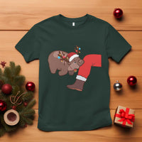 Funny Moo-Deng Christmas T Shirt MooDengMas Xmas Baby Pygmy Hippo Cute Zoo For Family Tee - Wonder Print Shop