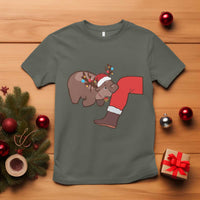 Funny Moo-Deng Christmas T Shirt MooDengMas Xmas Baby Pygmy Hippo Cute Zoo For Family Tee - Wonder Print Shop