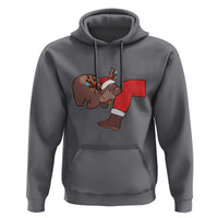 Funny Moo-Deng Christmas Hoodie MooDengMas Xmas Baby Pygmy Hippo Cute Zoo For Family Tee